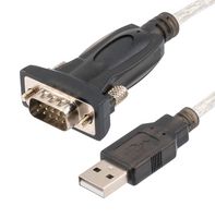 L-COM USB2.0-RS232-2M Inter Series Adapter Cable Assembly, Type A USB 2.0 Plug to DB9 Plug, 6.6 ft, 2 m, Transparent