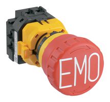 IDEC XW1E-BV411M-RH-EMO Emergency Stop Switch, SPST-NO, SPST-NC, Pushlock Turn Reset, Screw, 3 A, 250 V, 250 V