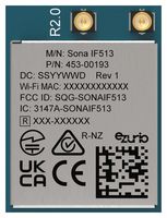 EZURIO 453-00193C Wi-Fi & Bluetooth Module, Antenna Diversity, MHF4L, 6GHz, HCI, I2S, PCM, SDIO, UART