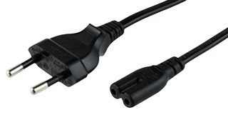 SAME SKY AC-C7 EU Mains Power Cord, CEE 7/16 Plug to IEC 320 C7, 1.83 m, 2.5 A, 250 VAC, Black
