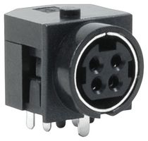 SAME SKY PD-40 DIN Audio / Video Connector, Power, 4 Contacts, Jack, PCB Mount, Through Hole Right Angle