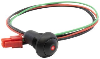 E-SWITCH RP8700AB2CCEBLKBLKRED Industrial Pushbutton Switch, RP8700 Series, 13.6 mm, SPST-NO-DM, Off-(On), Round, Black