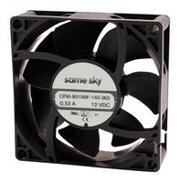 SAME SKY CFM-8038BF-4130-631 DC Axial Fan, 48 V, Square, 80 mm, 15 mm, Ball Bearing, 100.58 CFM