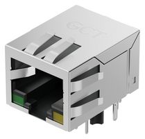 GCT MGC005-2CD2C001H Modular Connector, Grn & Yel LED, RJ45 Jack, 1 x 1 (Port), 8P8C, Through Hole Mount
