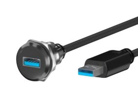 MULTICOMP PRO MP016674 USB Cable, Type A Receptacle to Type A Plug, 250 mm, 9.84 ", USB 3.0, Black