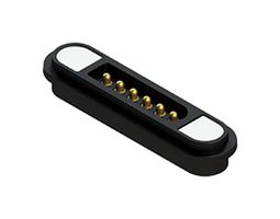 EDAC MPM-VA0-106-2R04-A00 Magnetic Connector, POGO Rectangular, 6 Contacts, Plug, Vertical, 2.2 mm, 3 A, Black