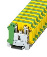 PHOENIX CONTACT 3074091 DIN Rail Mount Terminal Block, Green/Yellow, 2 Ways, 18 AWG, 2 AWG, 35 mm², Screw