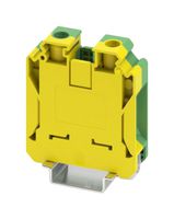 PHOENIX CONTACT 3074143 DIN Rail Mount Terminal Block, Green/Yellow, 2 Ways, 6 AWG, 2 AWG, 35 mm², Screw