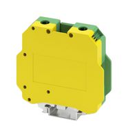 PHOENIX CONTACT 443049 DIN Rail Mount Terminal Block, Green/Yellow, 2 Ways, 4 AWG, 2 AWG, 50 mm², Screw