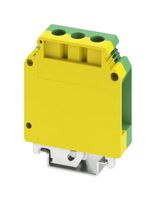 PHOENIX CONTACT 444019 DIN Rail Mount Terminal Block, Green/Yellow, 2 Ways, 18 AWG, 2 AWG, 50 mm², Screw