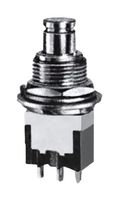NIDEC COMPONENTS 8Y2011-Z Pushbutton Switch, 8 Series, 12.5 mm, DPDT, On-On, Plunger for Cap