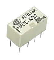 HONGFA HFD5-K/12 Signal Relay, 12 VDC, DPDT, 1 A, HFD5-K Series, Through Hole, Non Latching