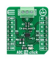 MIKROELEKTRONIKA MIKROE-4937 Add-On Board, ADC 16 Click, MikroE MikroBUS Compatible Development Boards
