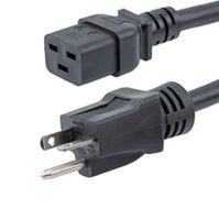 L-COM N520P-C19-20-6F Mains Power Cord, NEMA 5-20P to IEC 60320 C19, 1.8 m, 20 A, 125 V, Black