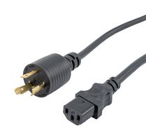 L-COM PPA00017-10FT Mains Power Cord, IEC 320 C13 to NEMA L6-20P, 3.05 m, 15 A, 250 V, Black, PPA00017 Series