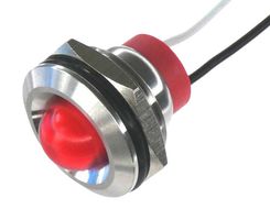 OSHINO LAMPS PL19SL113 LED Panel Mount Indicator, 625nm, 110 deg, Red, 24 V, 19 mm, 20 mA, 970 mcd, IP67