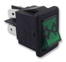 MULTICOMP MC3811-091-05 Rocker Switch, On-Off, DPST, Illuminated, Panel Mount, Green, MC3811-091