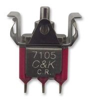 C&K COMPONENTS 7105J50ZQE Rocker Switch, (On)-Off-(On), SPDT, Non Illuminated, Panel Mount, Black, 7000 Series