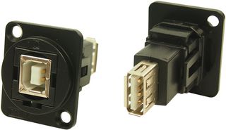 CLIFF ELECTRONIC COMPONENTS CP30207NMB USB Adapter, CSK Hole, USB Type B Receptacle, USB Type A Receptacle, USB 2.0, FT Series