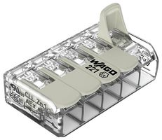WAGO 221-485 Wire Splice, WAGO - 221 Series, Push In, 24 AWG, 12 AWG, 4 mm², 4 Way Splice