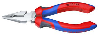 KNIPEX 08 25 145 Combination Pliers, Needle Nose, Pointed Jaw, Multi-Component Grips, 145mm Length