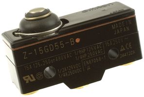 OMRON INDUSTRIAL AUTOMATION Z-15GD55-B.. MICRO SW, SPRING PLUNGER, SPDT, 15A 250V