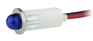 VCC / VISUAL COMMUNICATIONS COMPANY 1092M6-125VAC PANEL INDICATOR, BLUE, 125VAC, WIRE LEAD