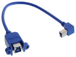 L-COM U3A00102-03M USB CABLE, 3.0 B PLUG-B RCPT, BLU, 11.8"