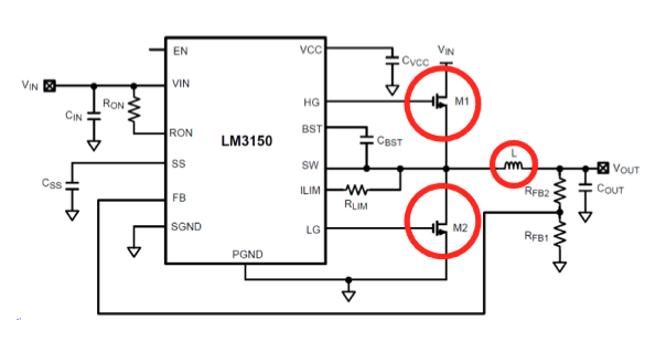 LM3150 switching controller and external circuit LM3150 switching controller and external circuit